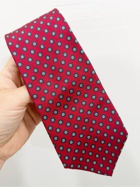 Bert Pulitzer Red Printed Silk Tie Made in USA